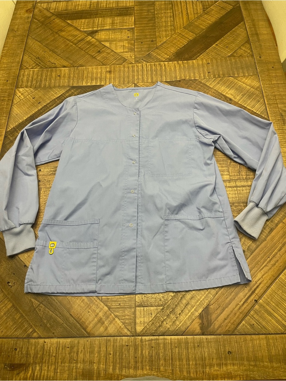 WonderWink Origins Delta Unisex Snap-Front Scrub Jacket Ceil Blue
